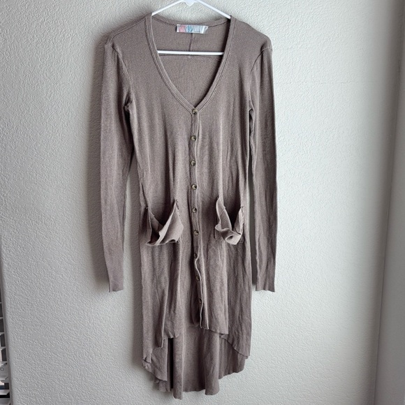 Free People Dresses & Skirts - Free People Beach Bonita Ribbed Up Long Sleeve Mini Dress Small